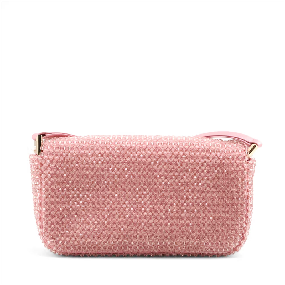 Jimmy Choo Varenne Mini Satin x Beads Shoulder Bag Pink