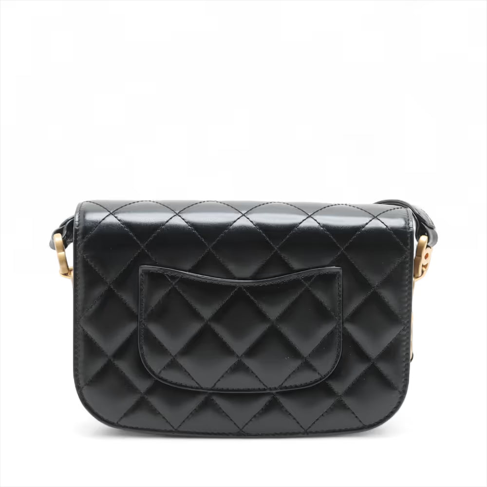 Chanel CC Logo Matelasse Leather & Suede Shoulder Bag Black