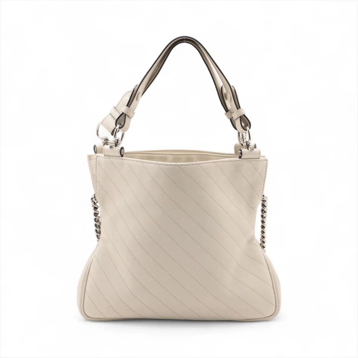 Gucci GG Logo Blondie Leather Shoulder Tote Bag White