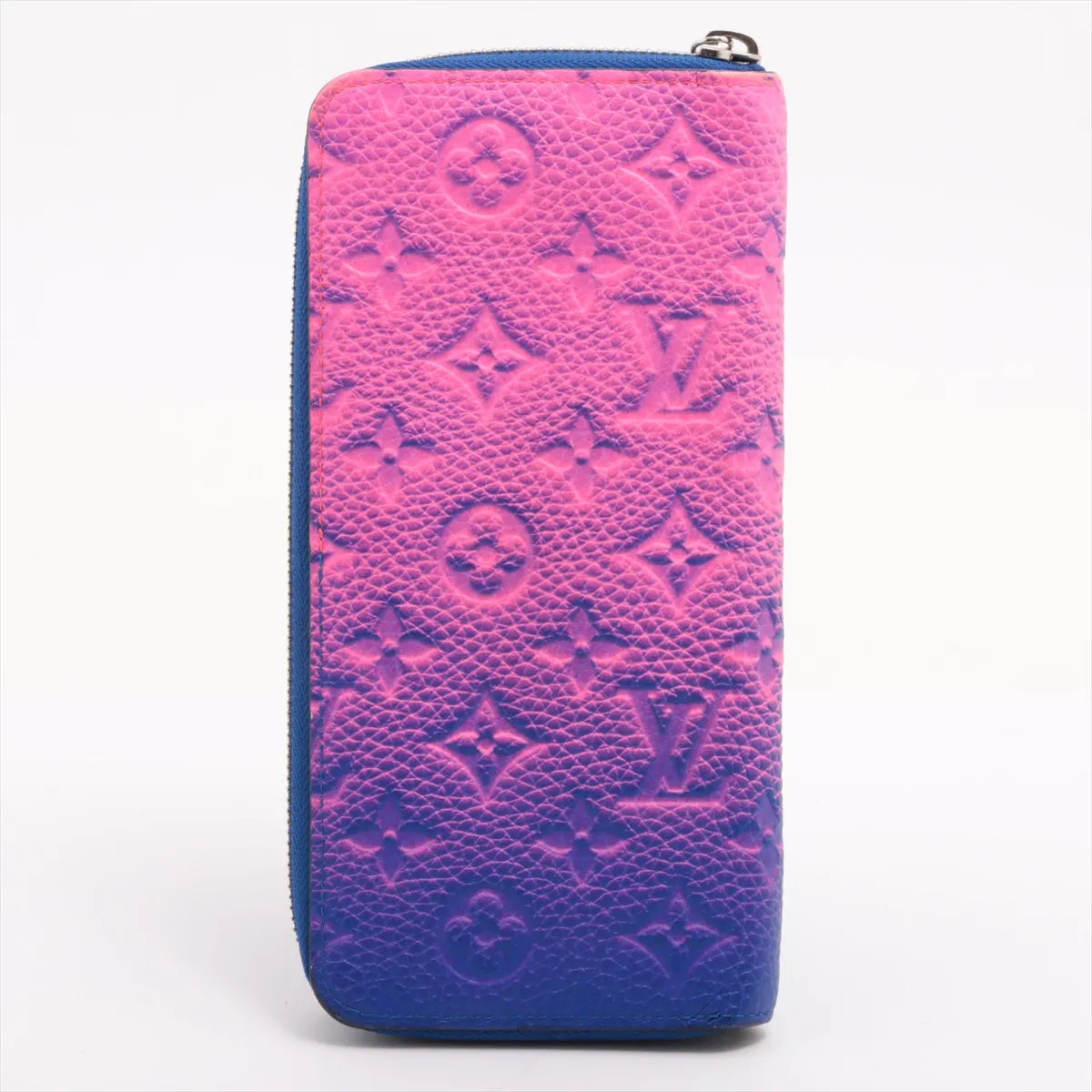 Louis Vuitton Monogram Illusion Zippy Wallet Vertical Blue x Neon Pink