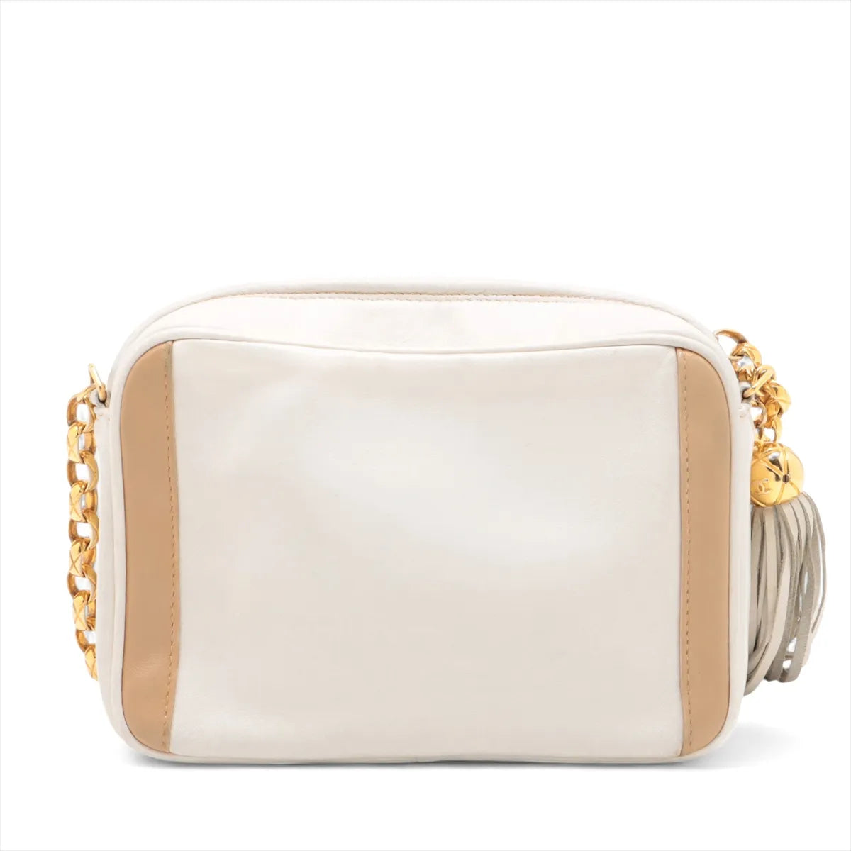 Chanel CC Logo Lambskin Chain Shoulder Bag White