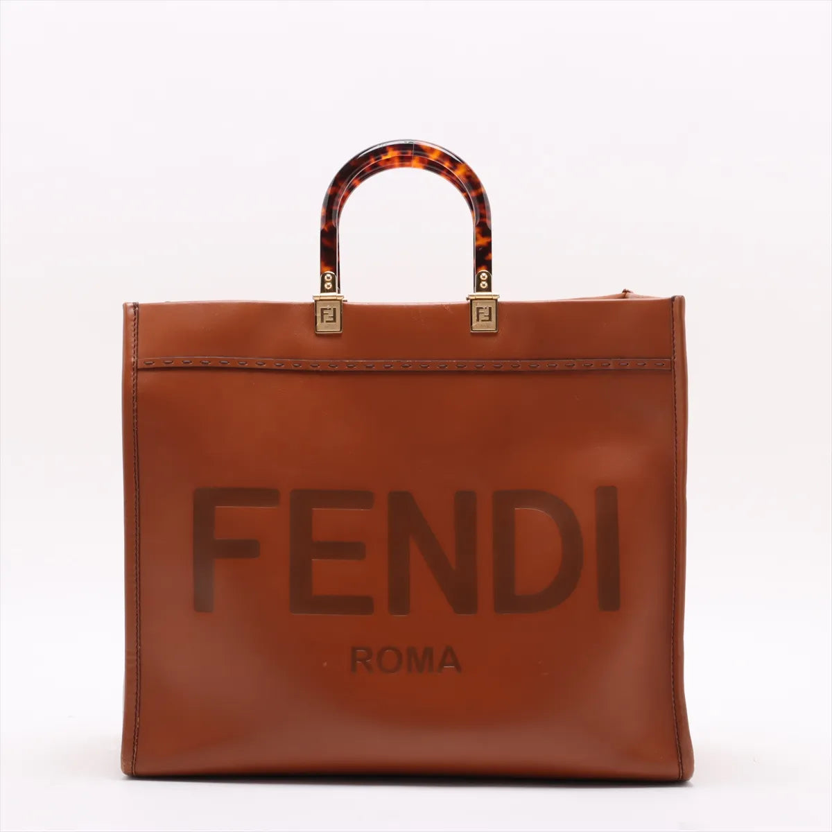 Fendi Sunshine Leather Tote Bag Brown