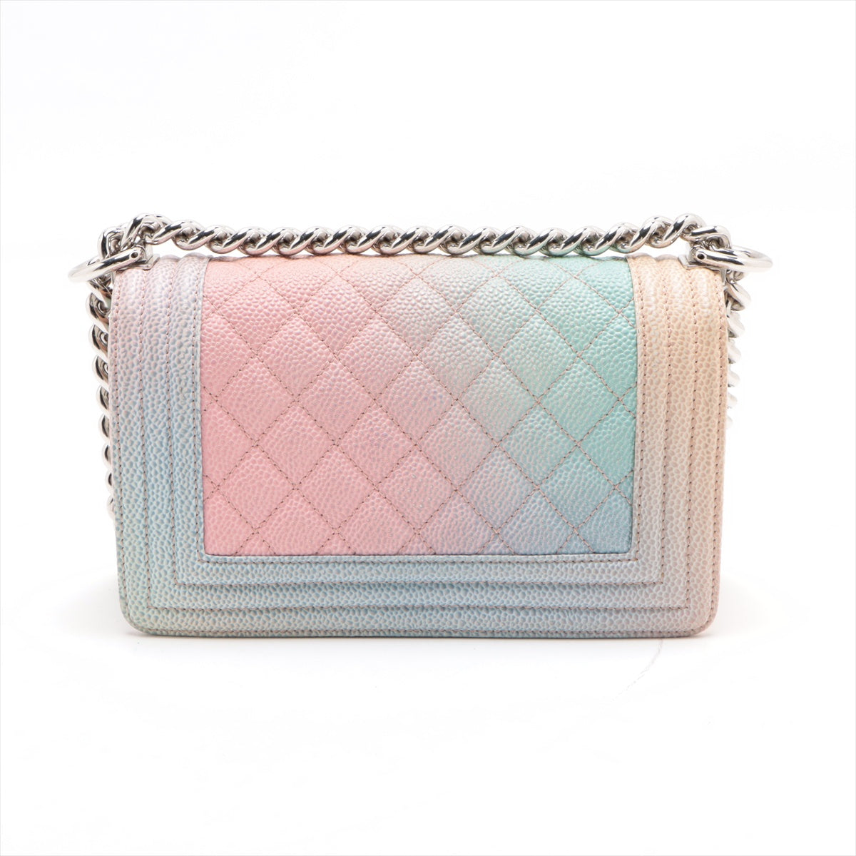 Chanel Boy 20 Small Caviar Skin Chain Shoulder Bag Pastel Rainbow