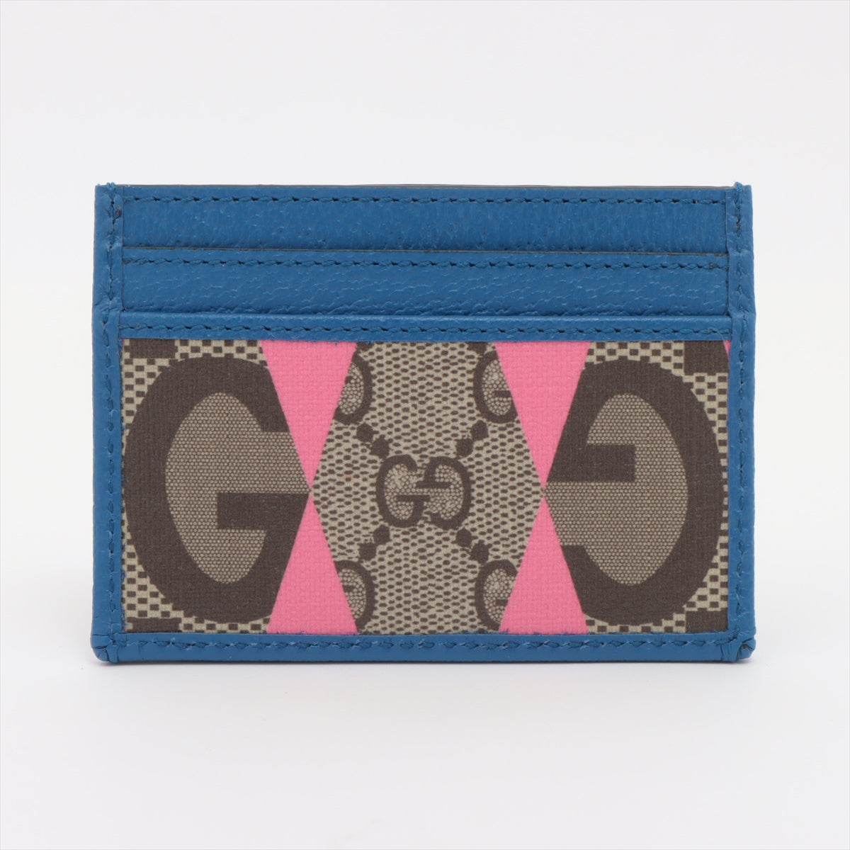 Gucci GG Rhombus Leather Card Case Blue