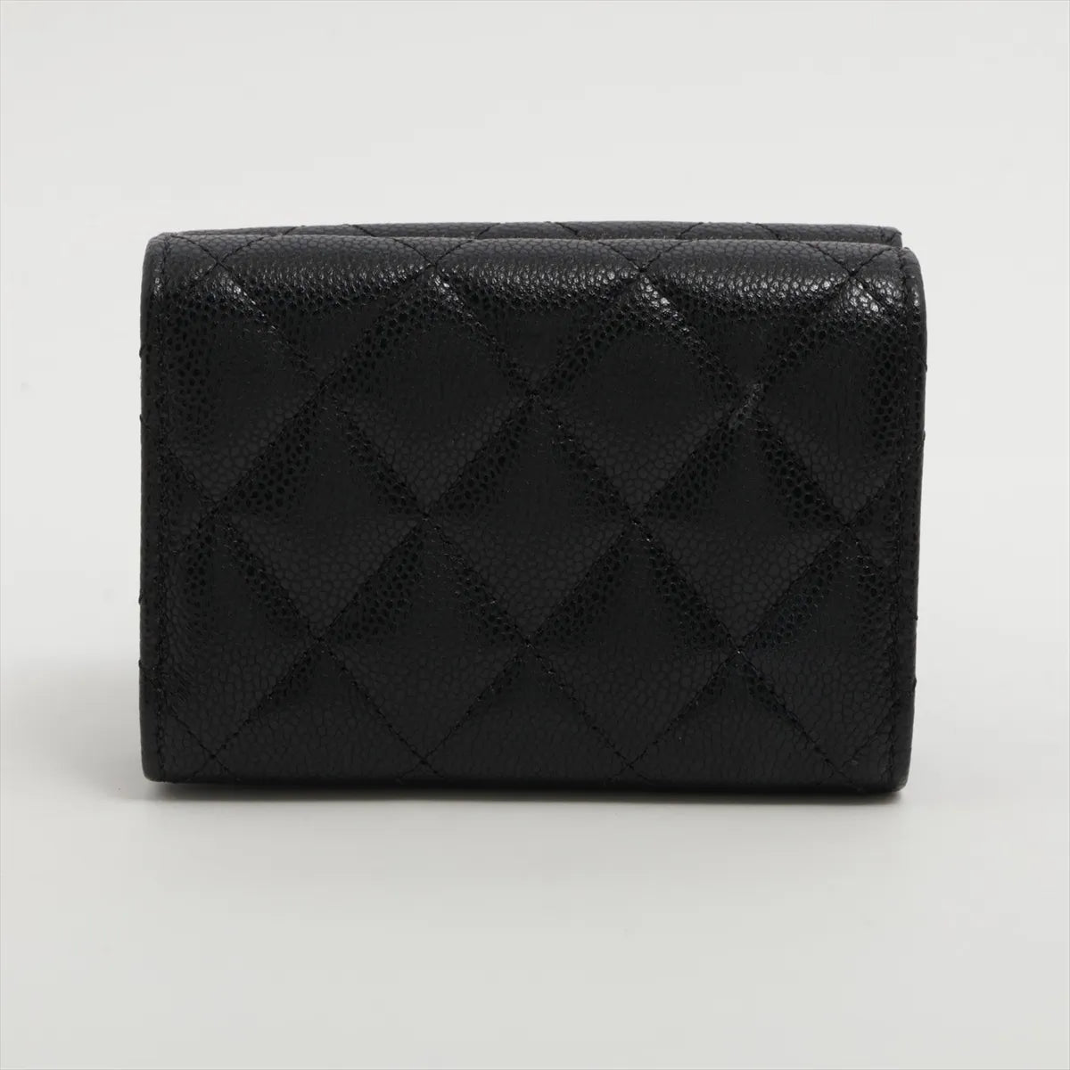 Chanel CC Logo Matelasse Caviar Skin Compact Wallet Black