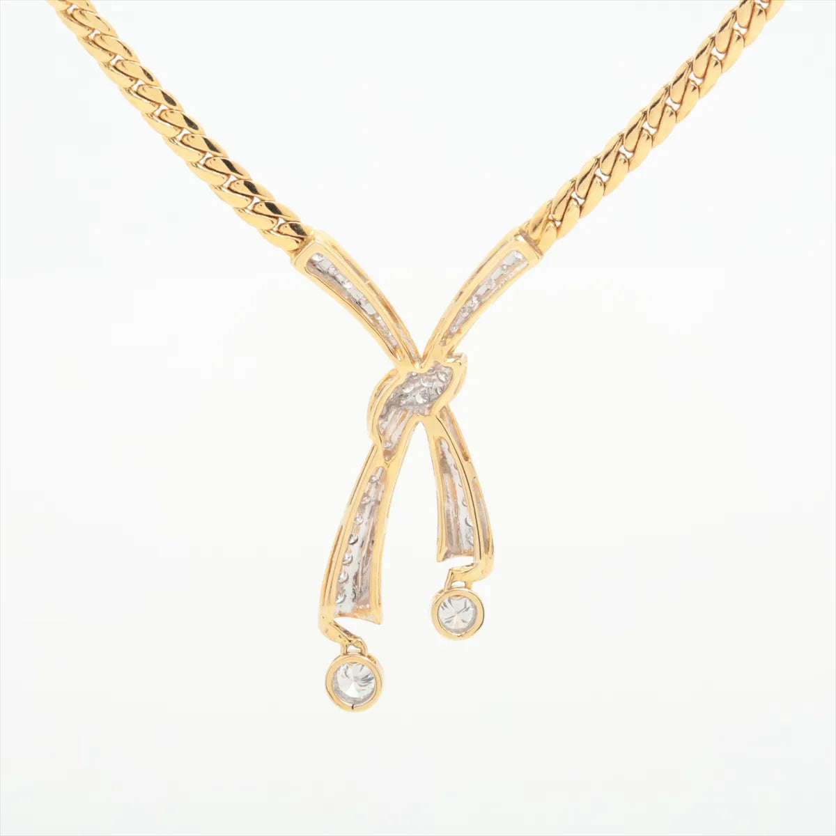 Diamond Necktie Necklace Gold
