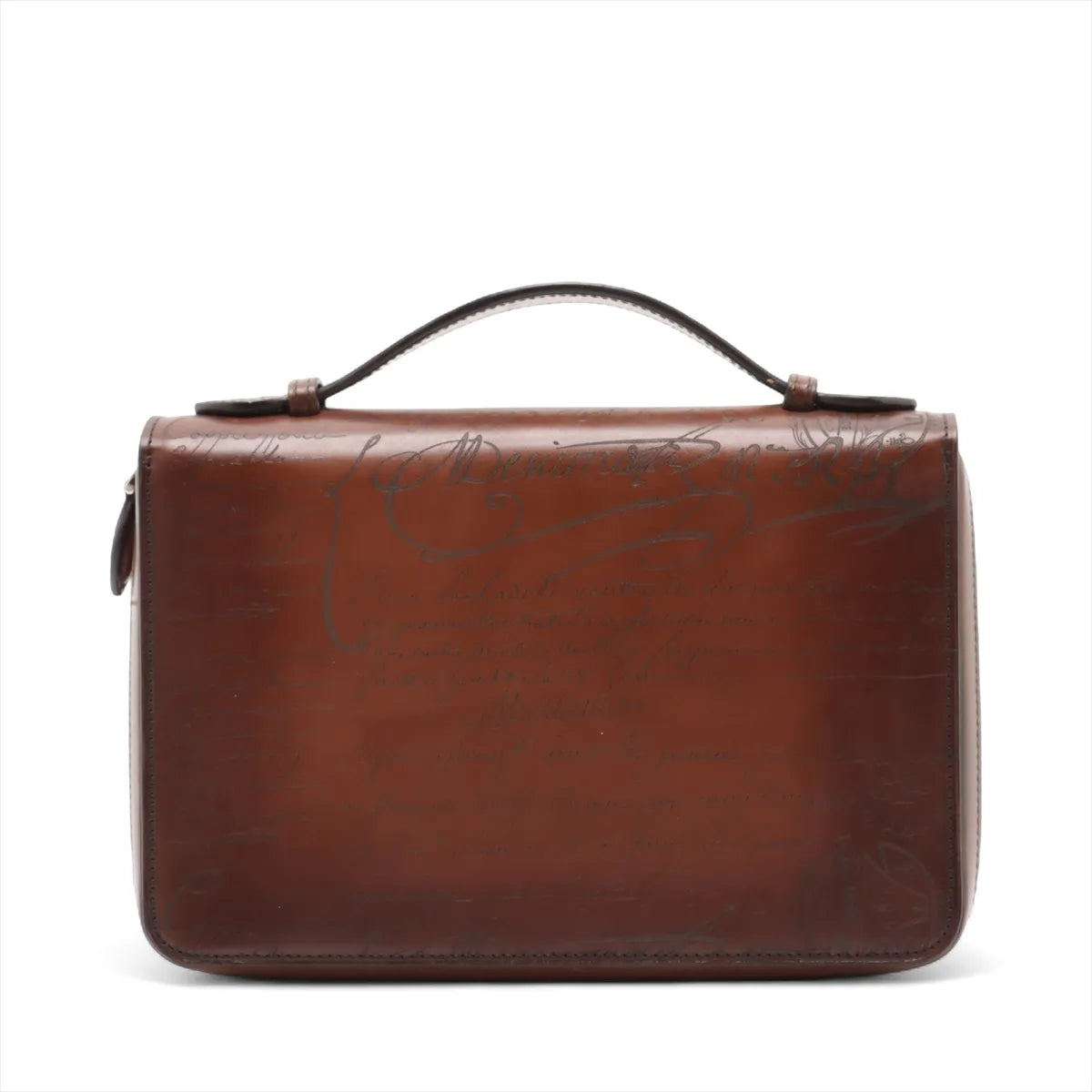 Berluti Calligraphy Leather Handbag Brown