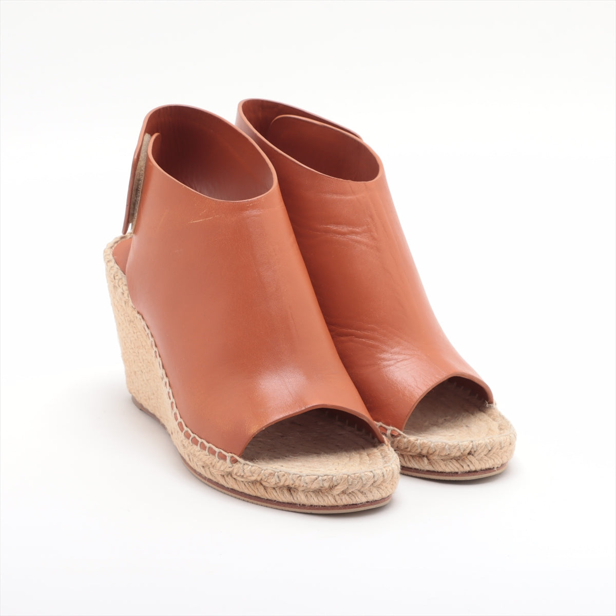 Celine Leather Wedge Sole Sandal Brown