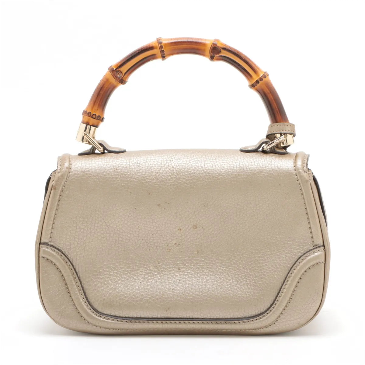 Gucci New Bamboo Leather Handbag Gold