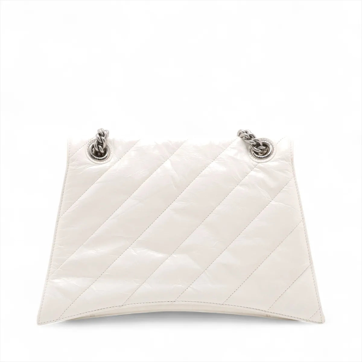 Balenciaga Crush Leather Chain Shoulder Bag White