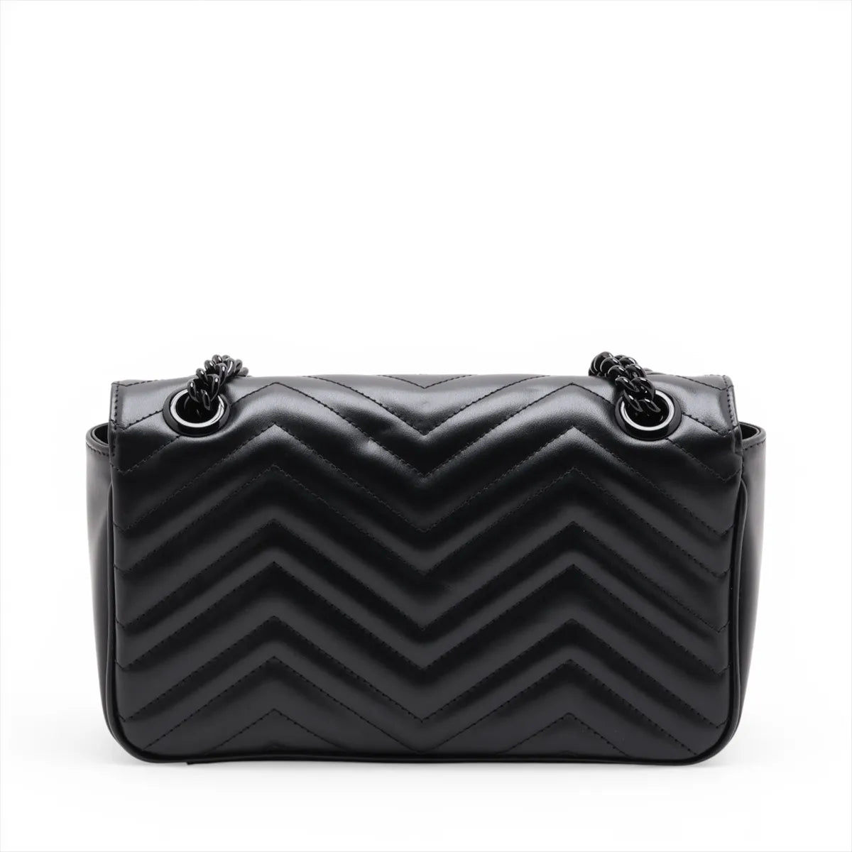 Gucci GG Logo Marmont Leather Chain Shoulder Bag Black