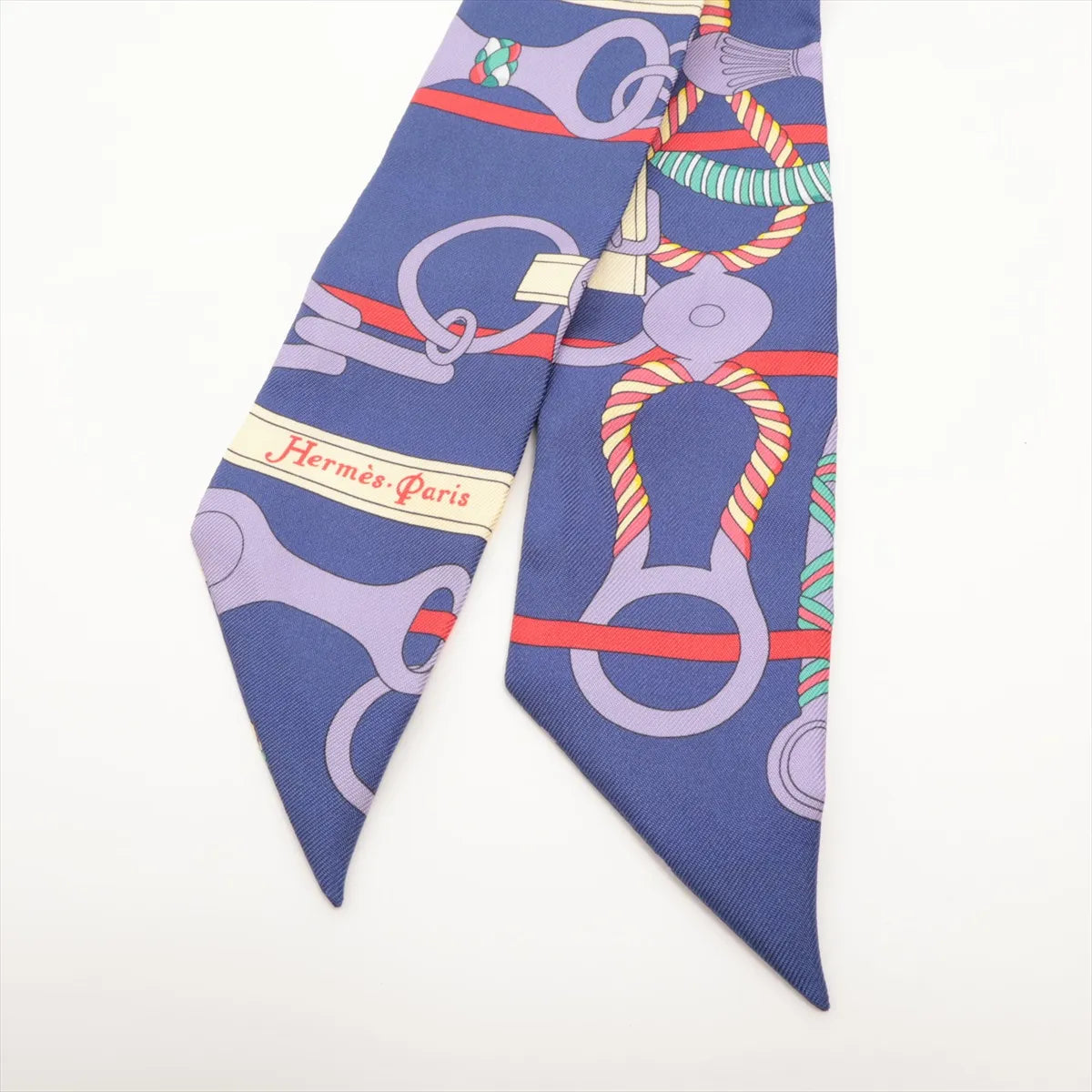 Hermes Twilly Panoplie Equestre Silk Scarf Blue