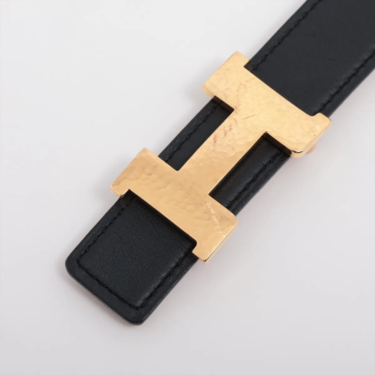 Hermès Mini Constance H Leather Belt Black