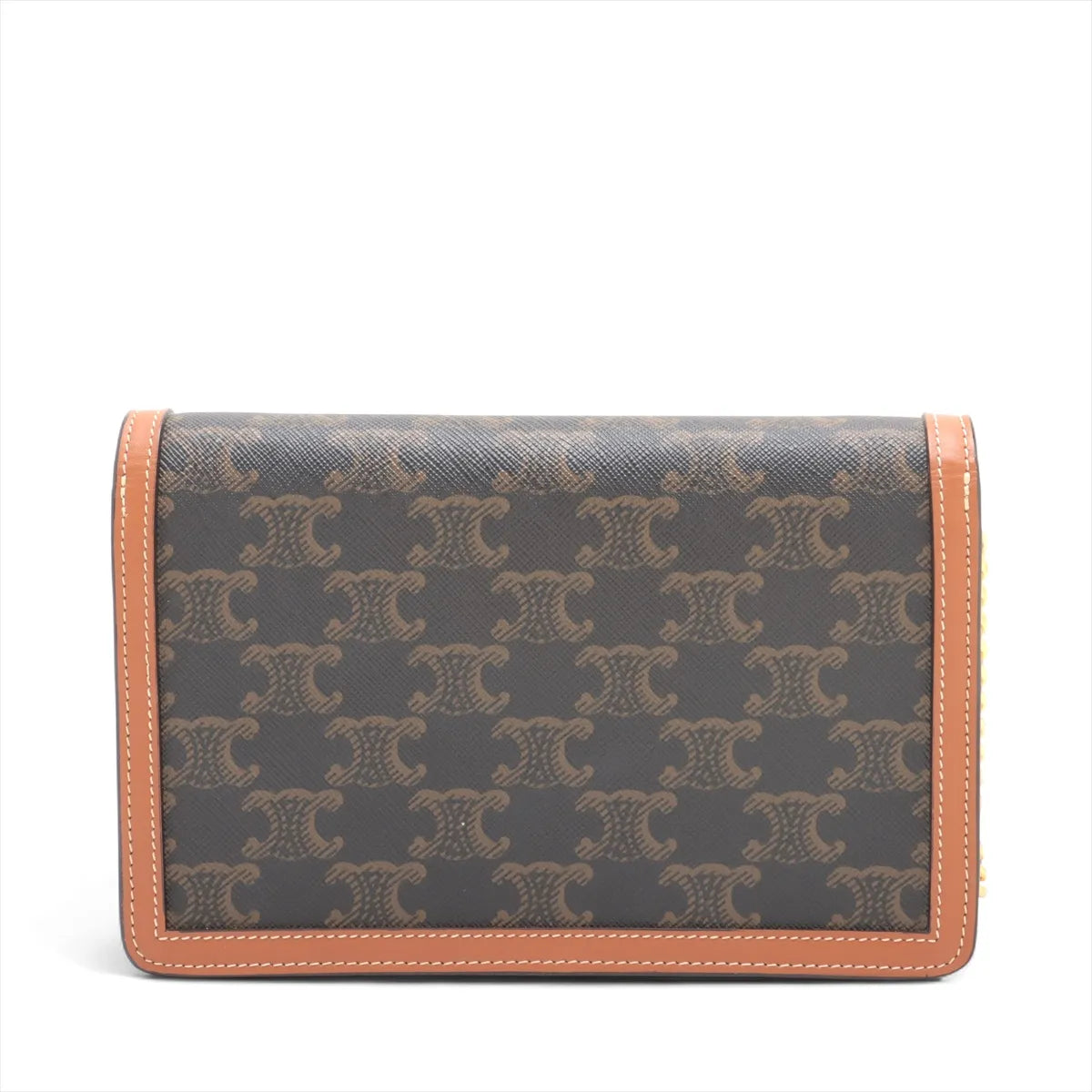 Celine Triomphe Leather Chain Shoulder Bag Brown