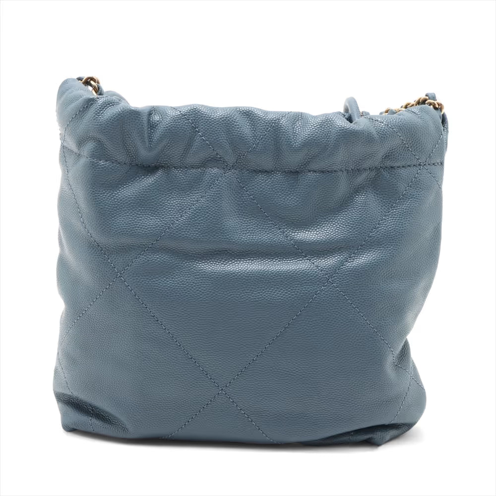 Chanel 22 Mini Caviar Skin Chain Shoulder Bag Blue