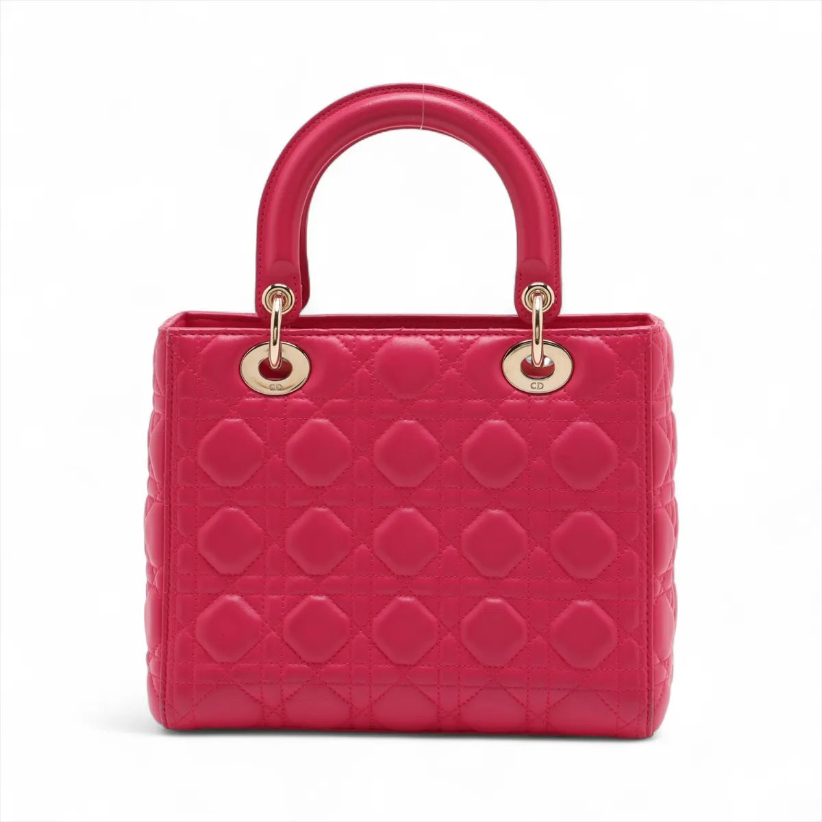 Christian Dior Lady Dior Cannage Leather Handbag Hot Pink