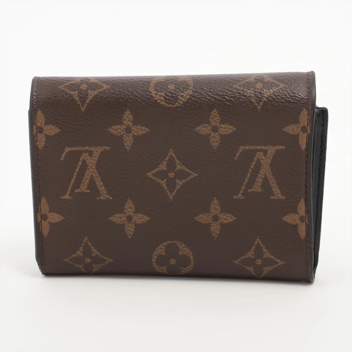 Louis Vuitton Monogram Flower Compact Wallet Black × Brown
