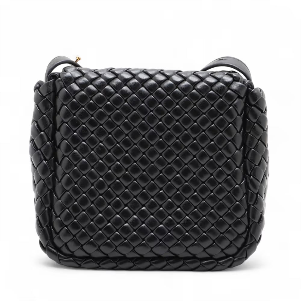 Bottega Veneta Intrecciato Small Cobble Leather Shoulder Bag Black