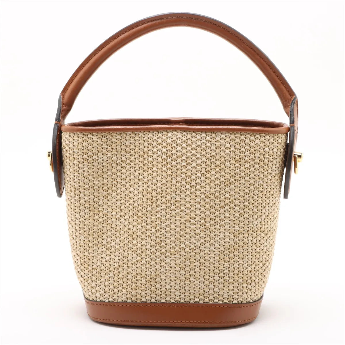Louis Vuitton LV Logo Raffia Petit Bucket Bag Beige x Brown