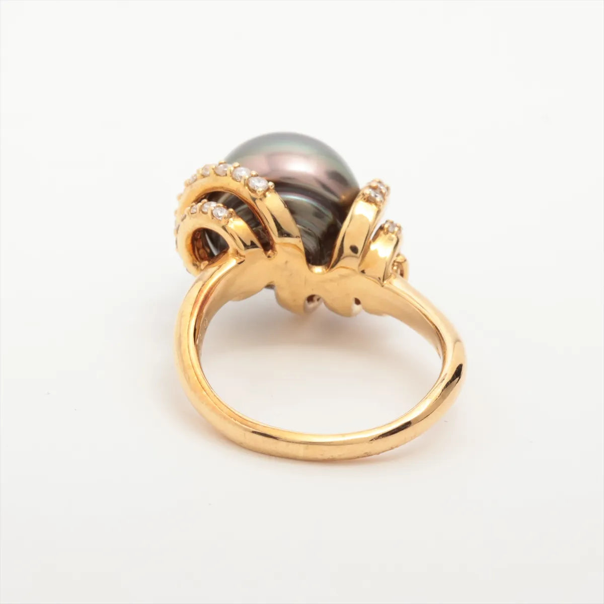 Black Pearl Diamond Ring Yellow Gold