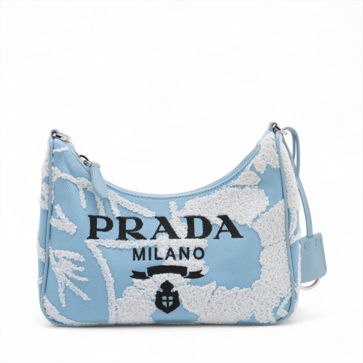 Prada Embroidered Floral Re-edition Canvas Shoulder Bag Blue *  PREORDER *