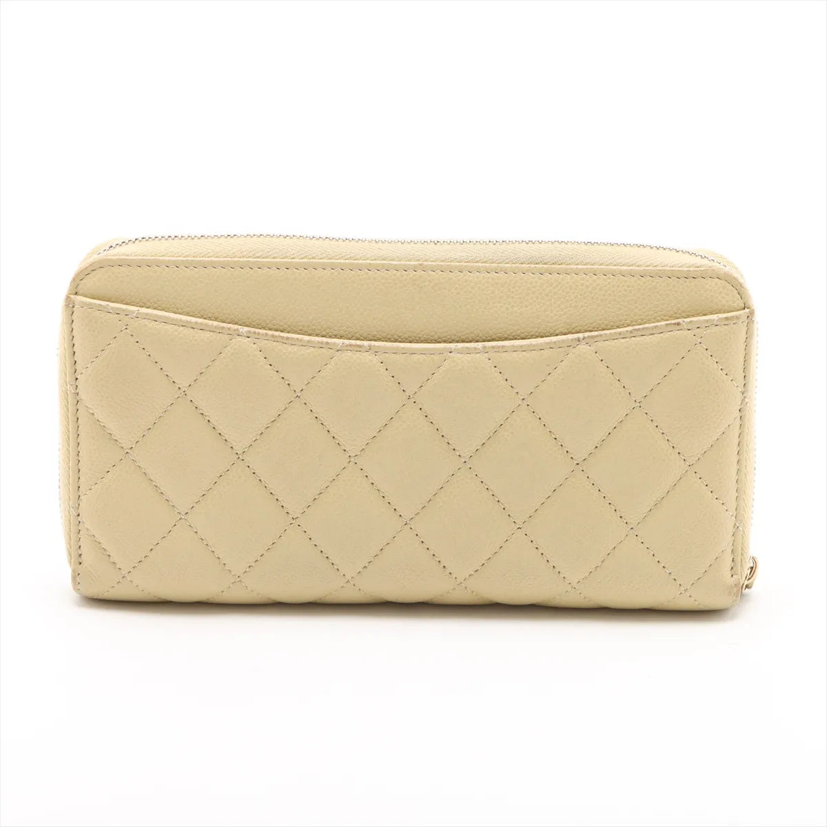 Chanel CC Logo Matelasse Caviar Skin Zippy Wallet Yellow
