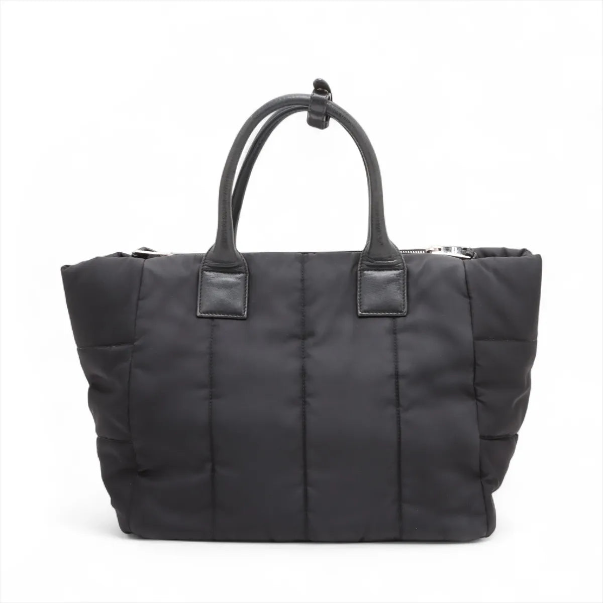 Prada Tessuto Bomber Nylon Leather Handbag Black
