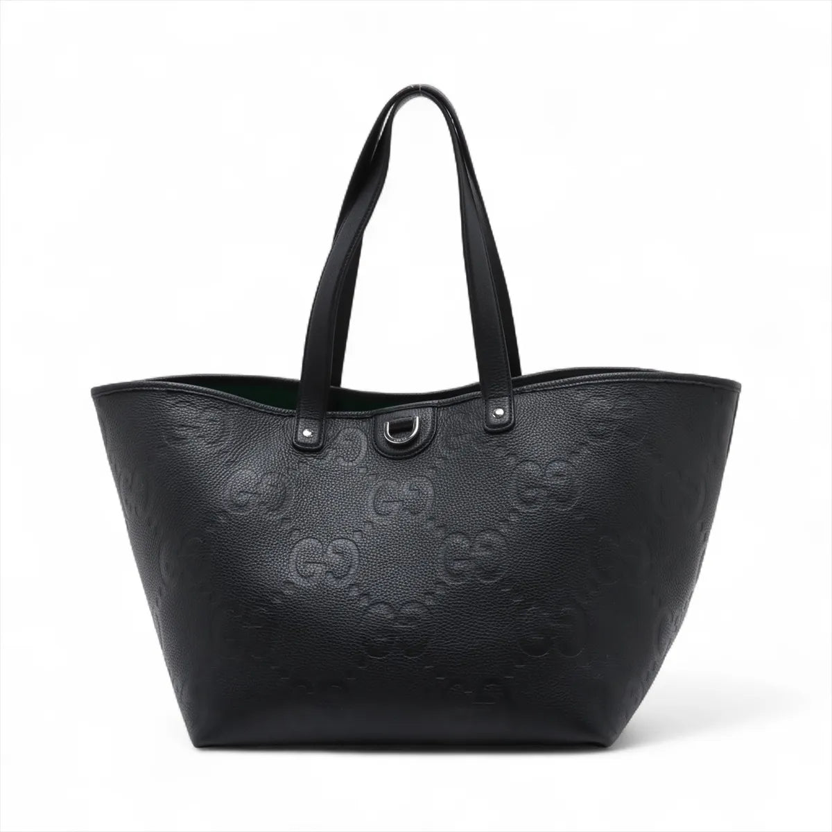 Gucci Jumbo GG Logo Leather Tote Bag Black