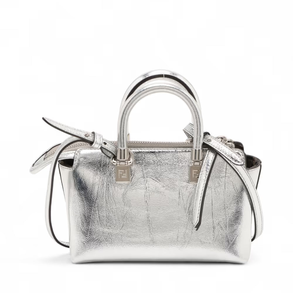 Fendi By The Way Mini Leather Two-Way Handbag Silver
