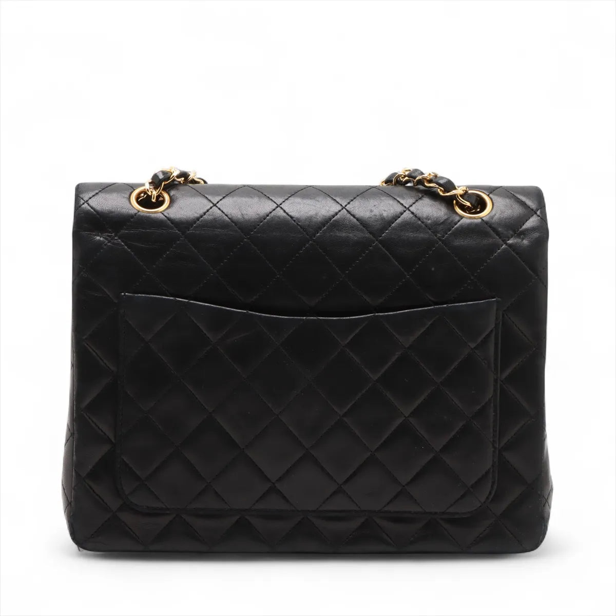 Chanel CC Logo Matelassé Lambskin Double Flap Double Chain Bag Black