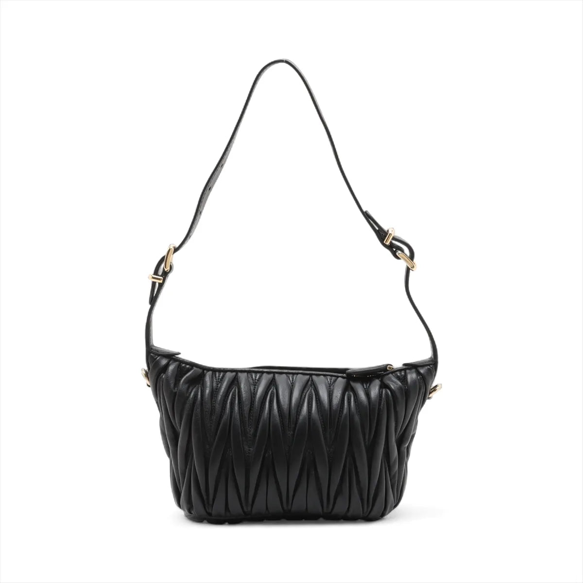 Miu Miu Matelasse Leather Shoulder Bag Black