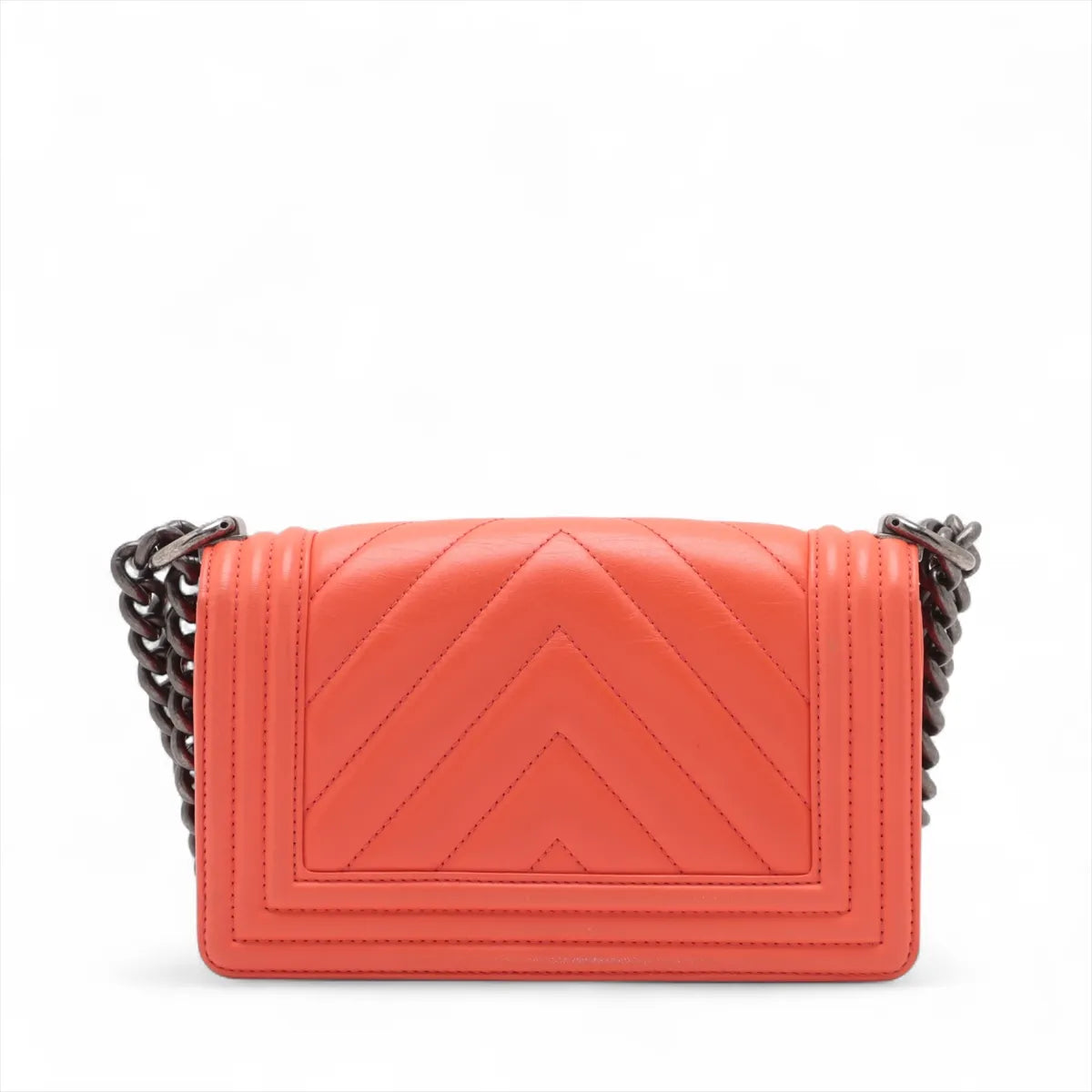 Chanel Boy Chanel 20 Chevron Small Lambskin Chain Shoulder Bag Red