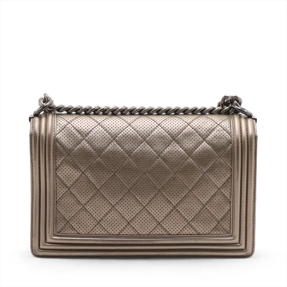 Chanel Boy 28 Large Chain Shoulder Bag Gold