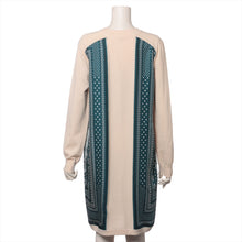 Load image into Gallery viewer, Hermes Eperon d&#39;or Golden Spur Silk/Wool Long Sleeve Vintage Dress Blue x Ivory