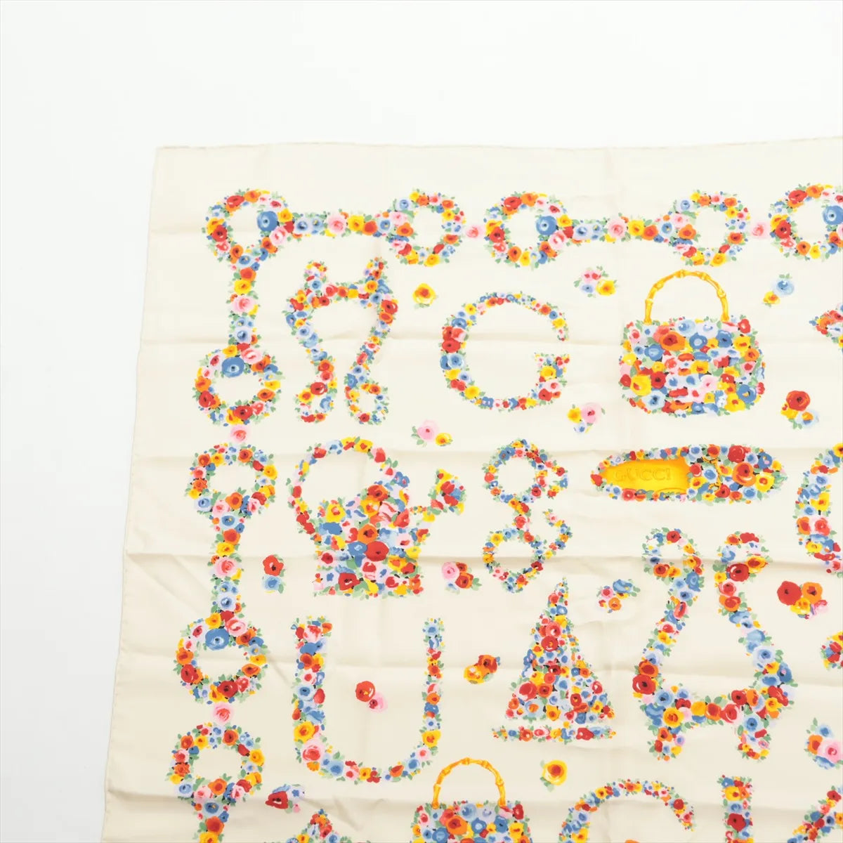 Gucci Flower Silk Scarf Ivory