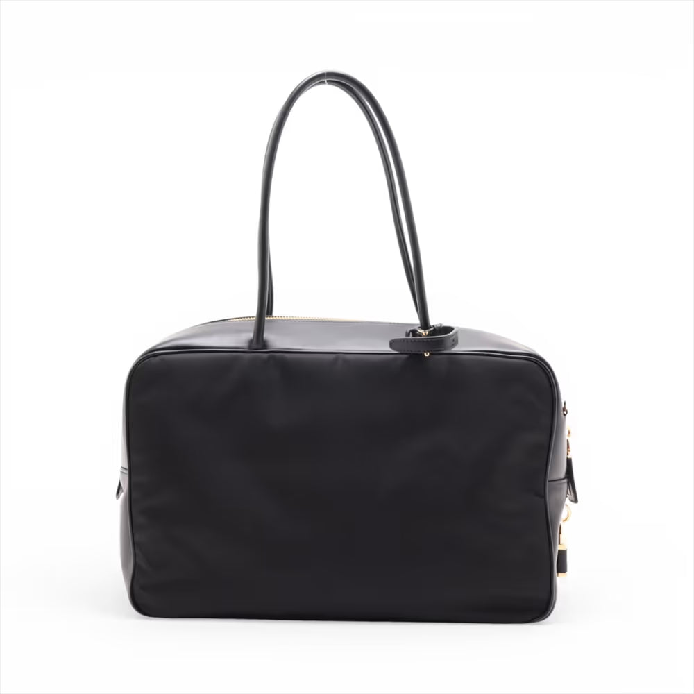 Prada Tessuto Nylon Leather Shoulder Bag Black