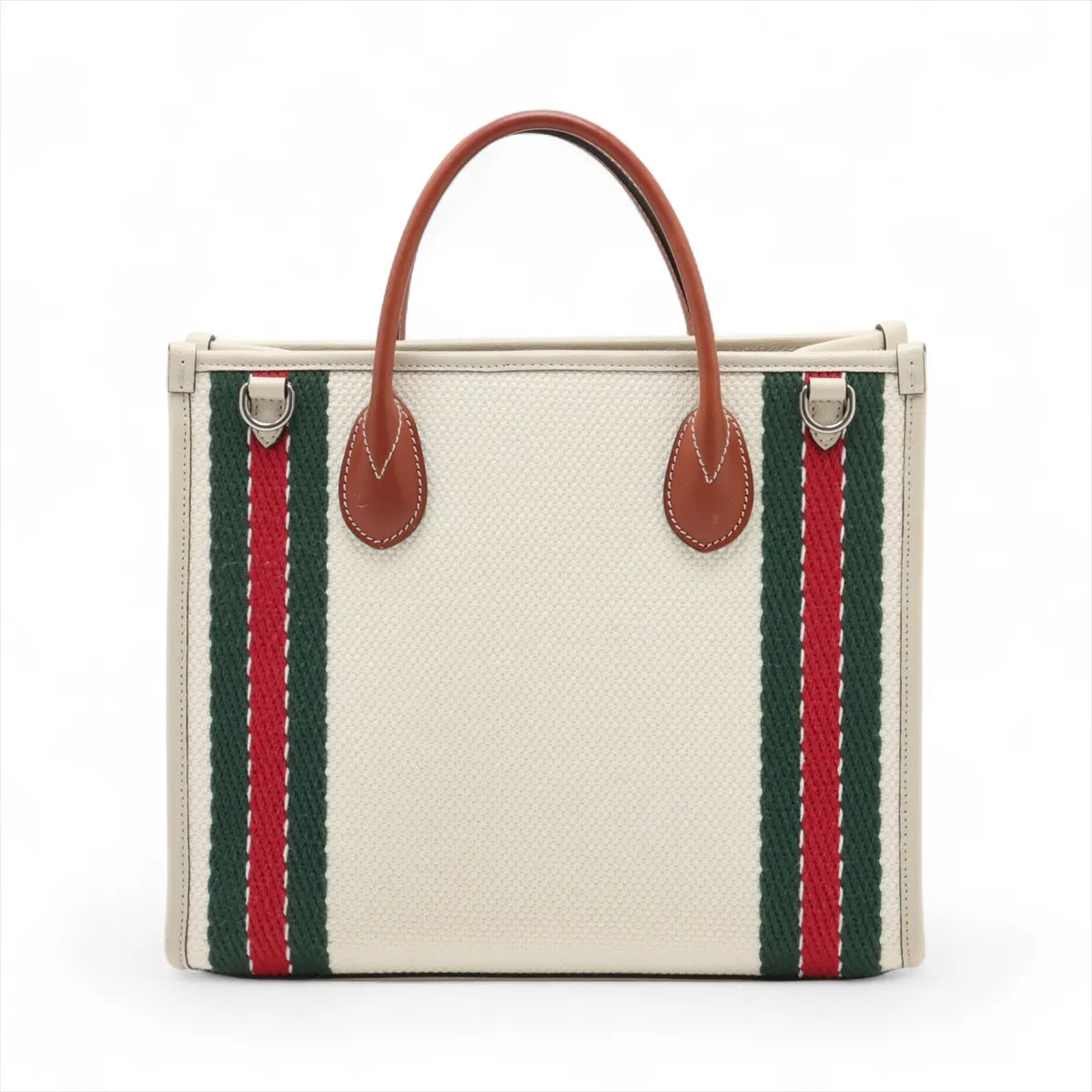 Gucci Interlocking GG Logo Canvas Leather Two-Way Tote Bag Ivory x Brown