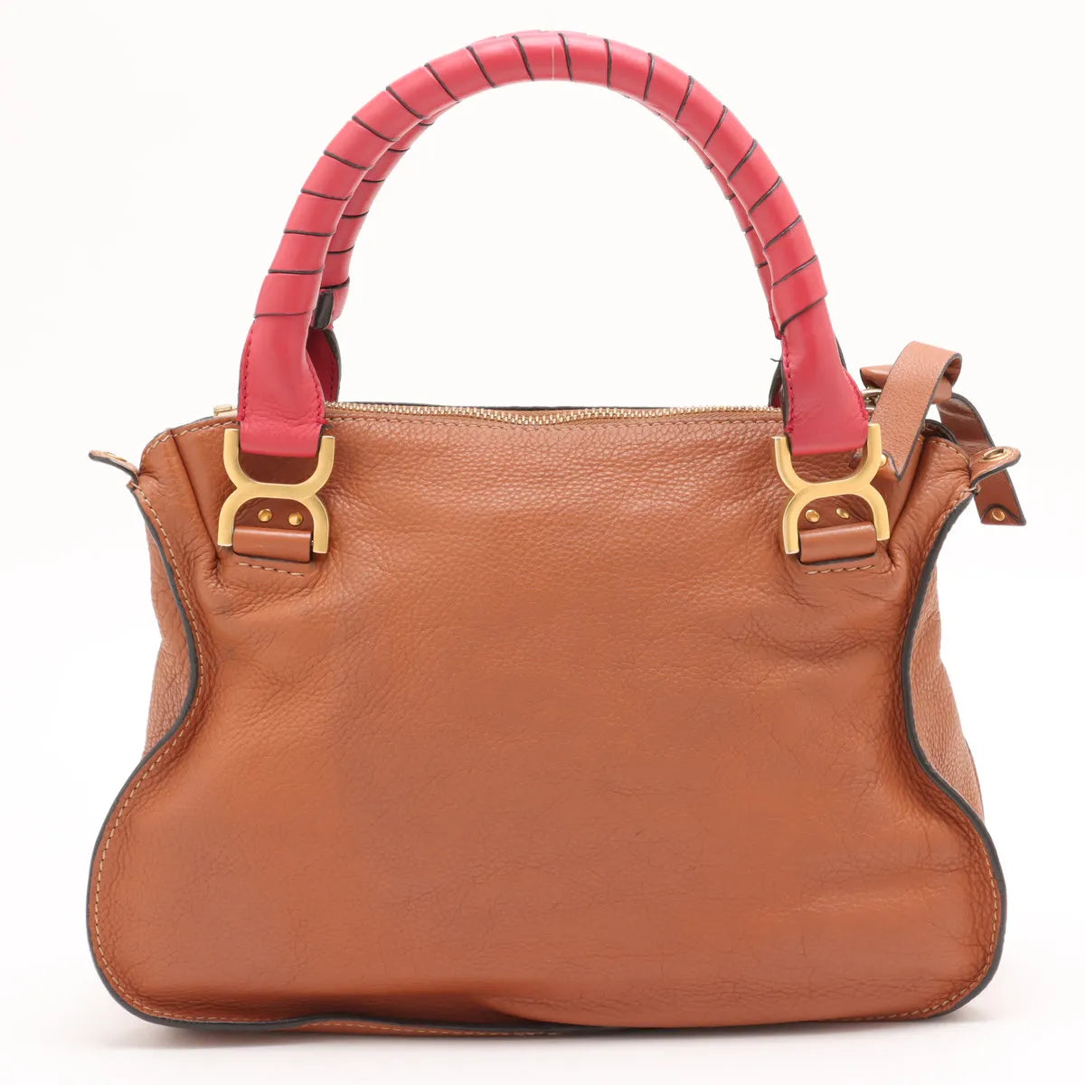 Chloe Marcy Leather Two-Way Handbag Brown x Pink