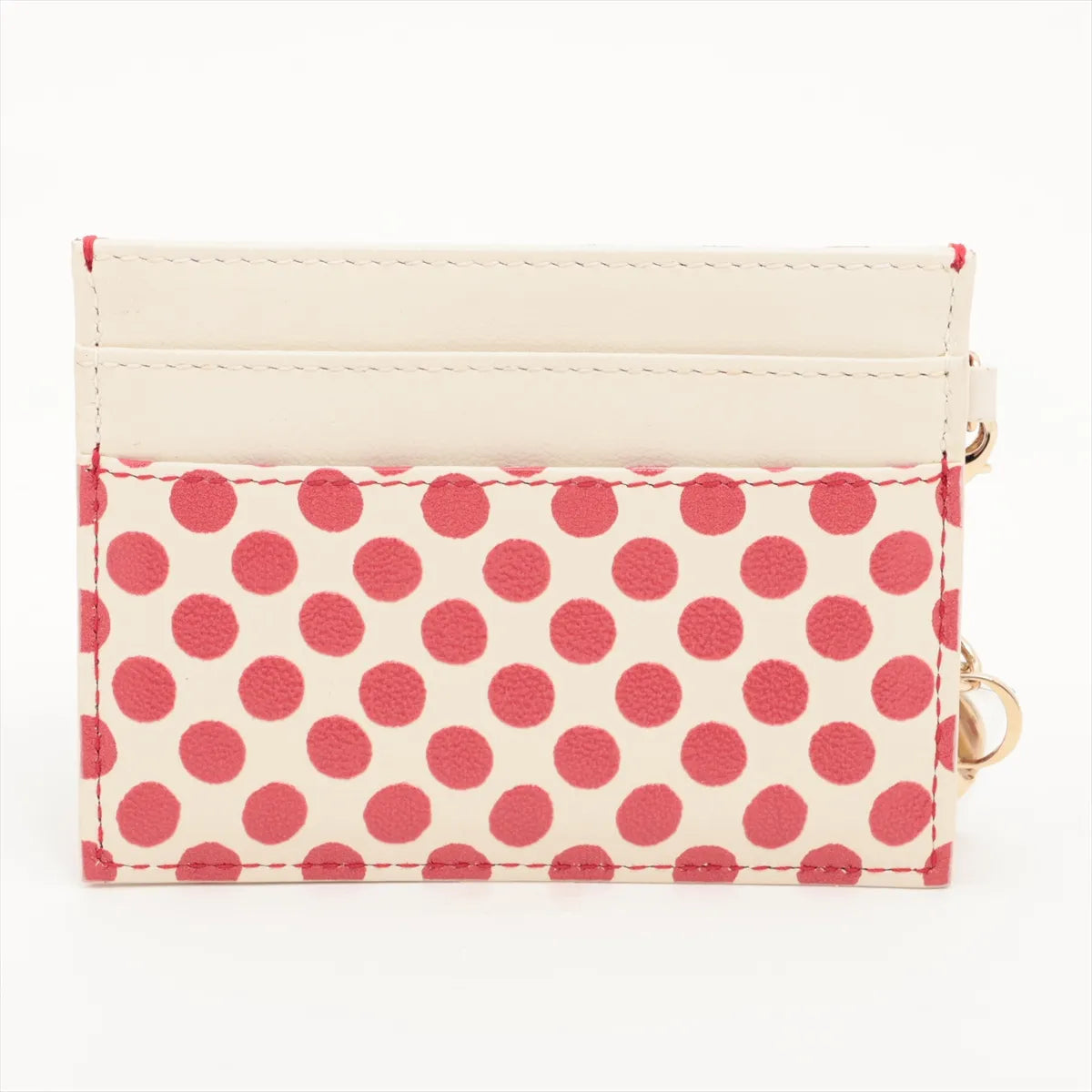 Christian Dior Leather Card Case White x Red