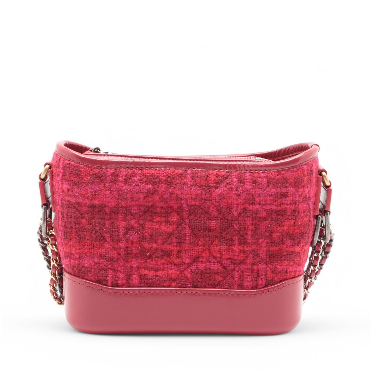 Chanel Gabrielle Doo Tweed x Leather Chain Shoulder Bag Red * PREORDER *