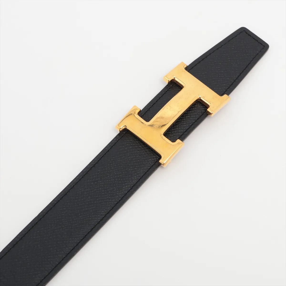 Hermes H Belt Veau Epsom Black x Burgundy