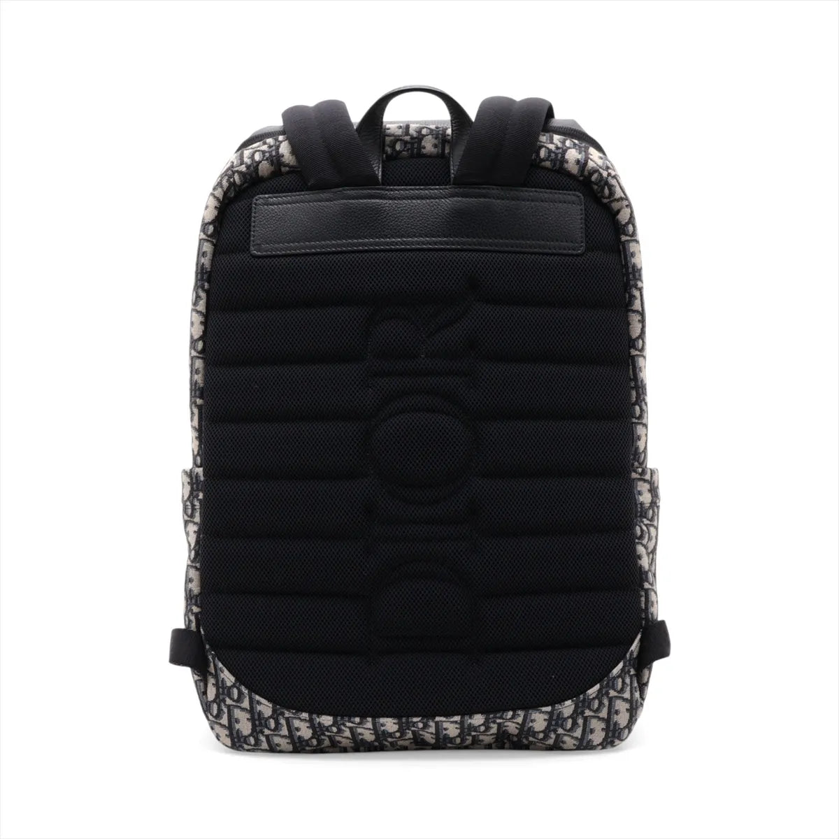 Christian Dior Oblique Canvas Leather Backpack Navy Blue