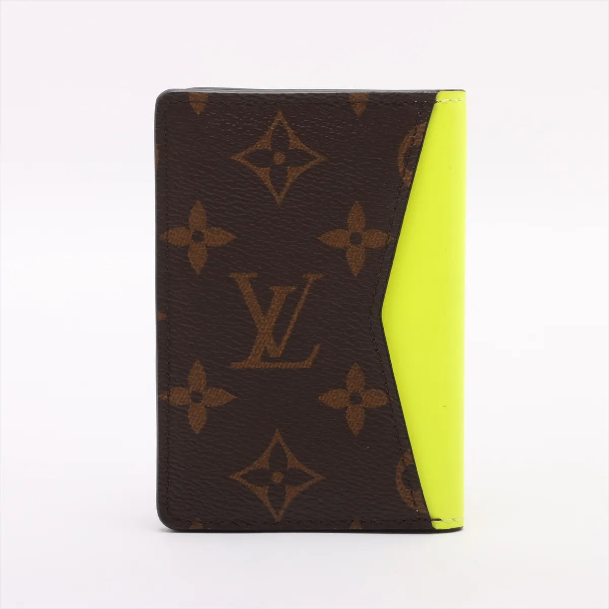 Louis Vuitton Monogram Pocket Organizer Card Case Neon Yellow x Brown