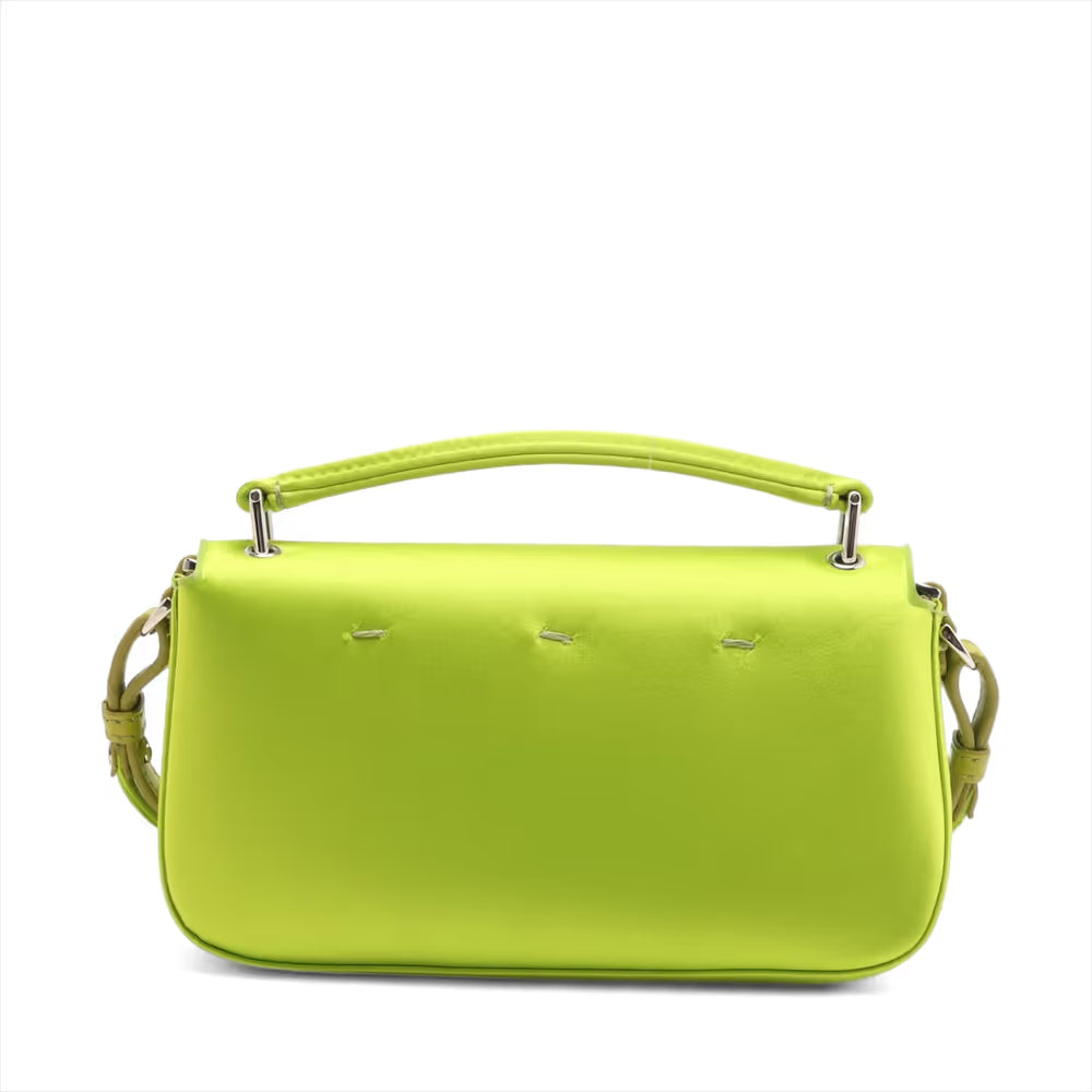 Fendi Baguette Satin Leather Two-Way Handbag Green