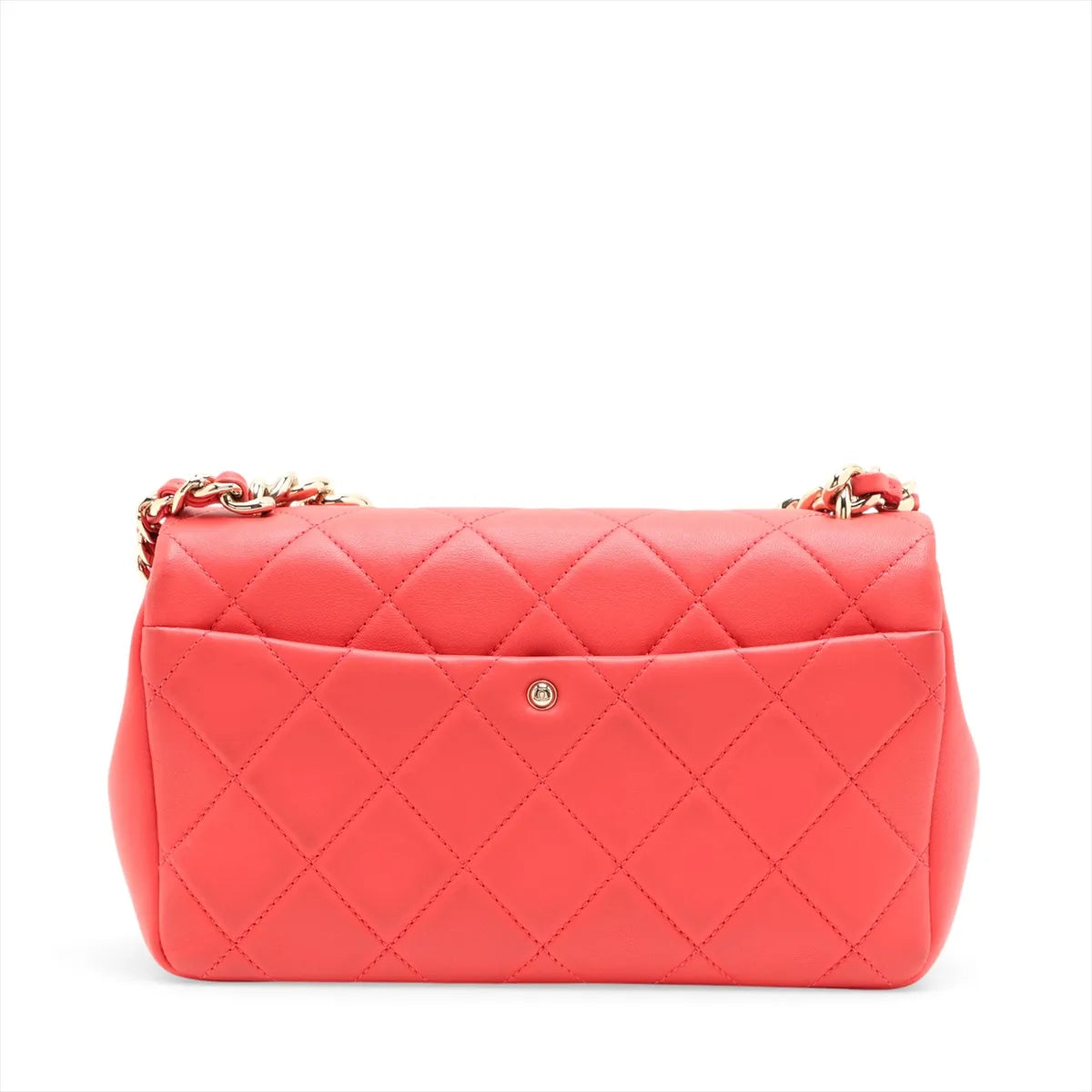 Chanel CC Logo Matelasse Lambskin Chain Shoulder Bag Red