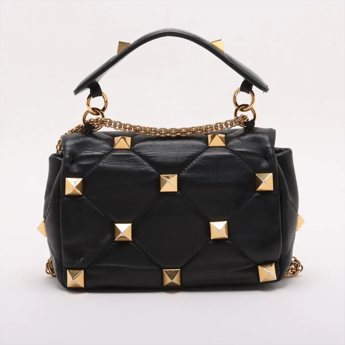 Valentino Garavani Roman Stud Leather Two-Way Chain Shoulder Bag Black