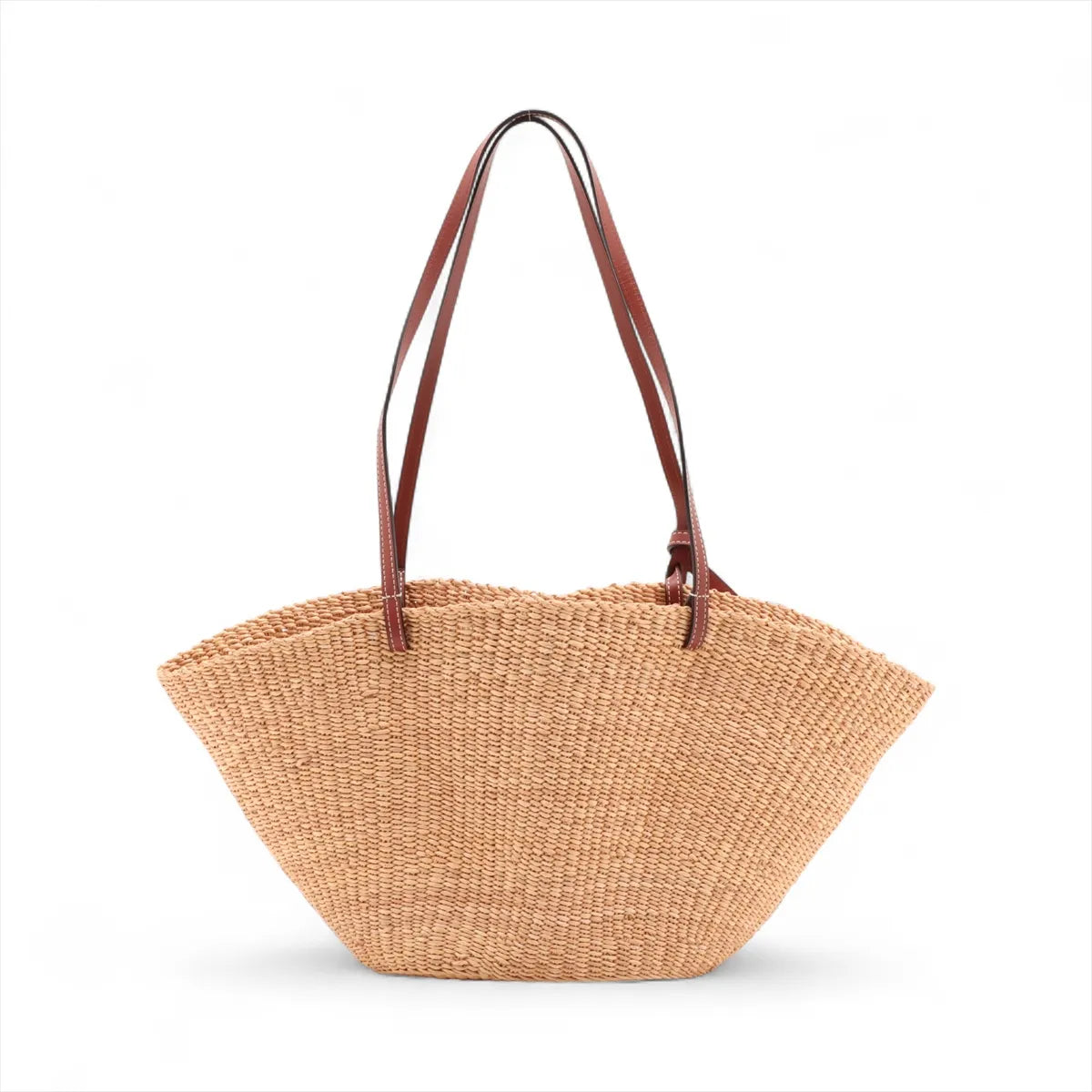 Loewe Small Basket Elephant Straw Bag Beige x Brown