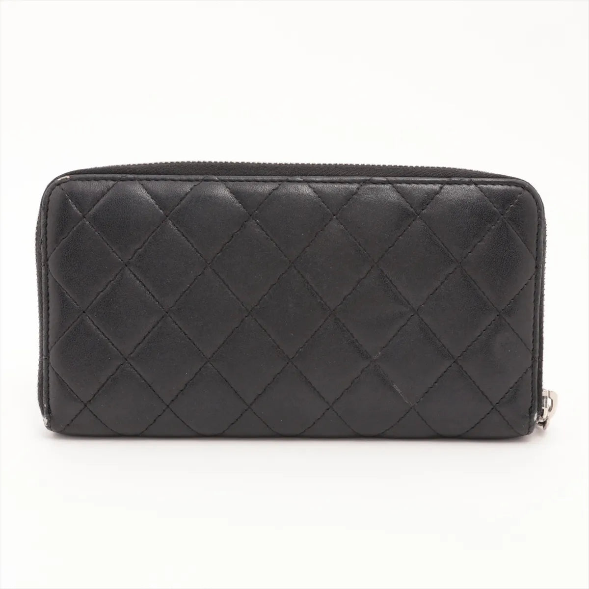 Chanel CC Logo Matelasse Lambskin Zippy Wallet Black
