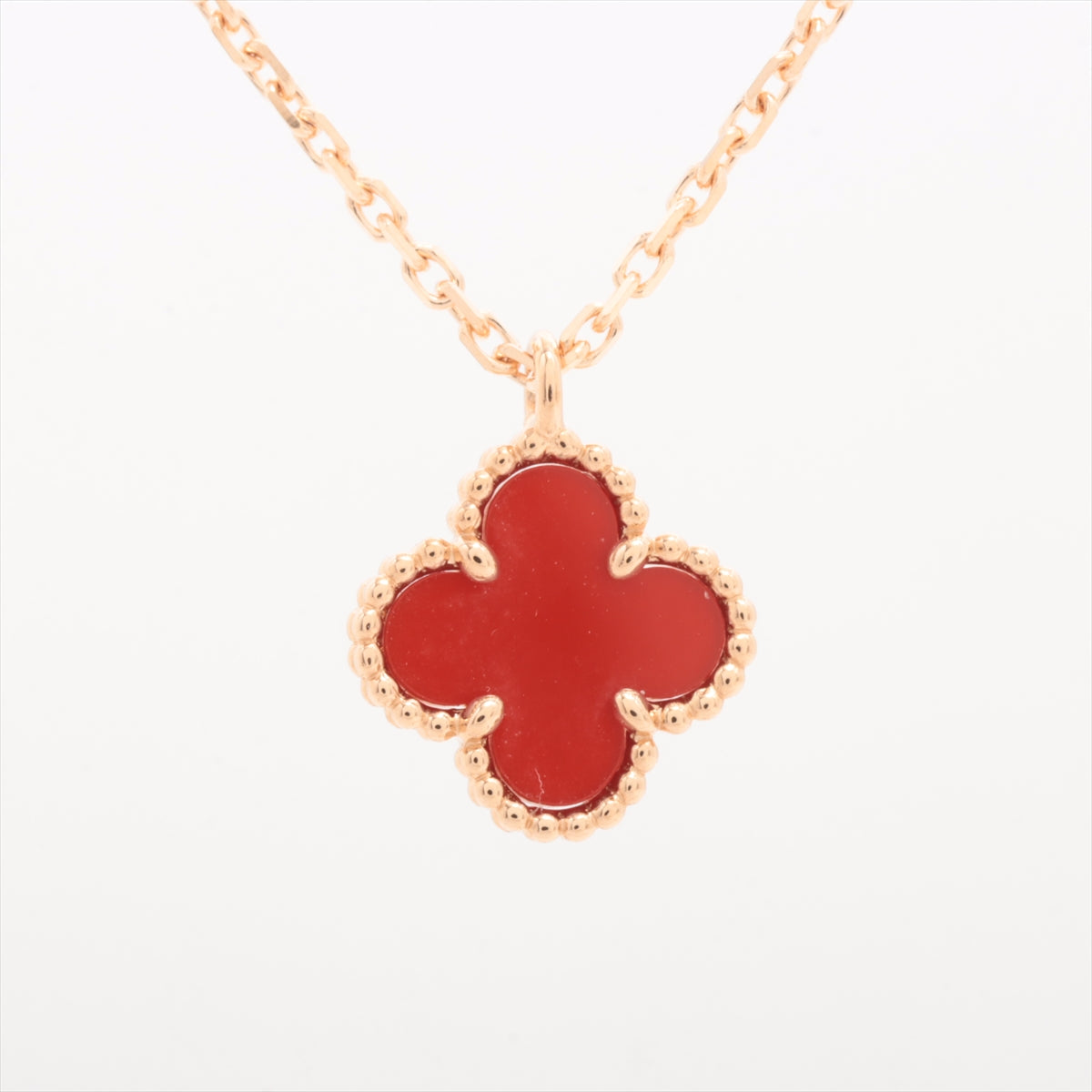 Van Cleef & Arpels Sweet Alhambra Carnelian Necklace Rose Gold