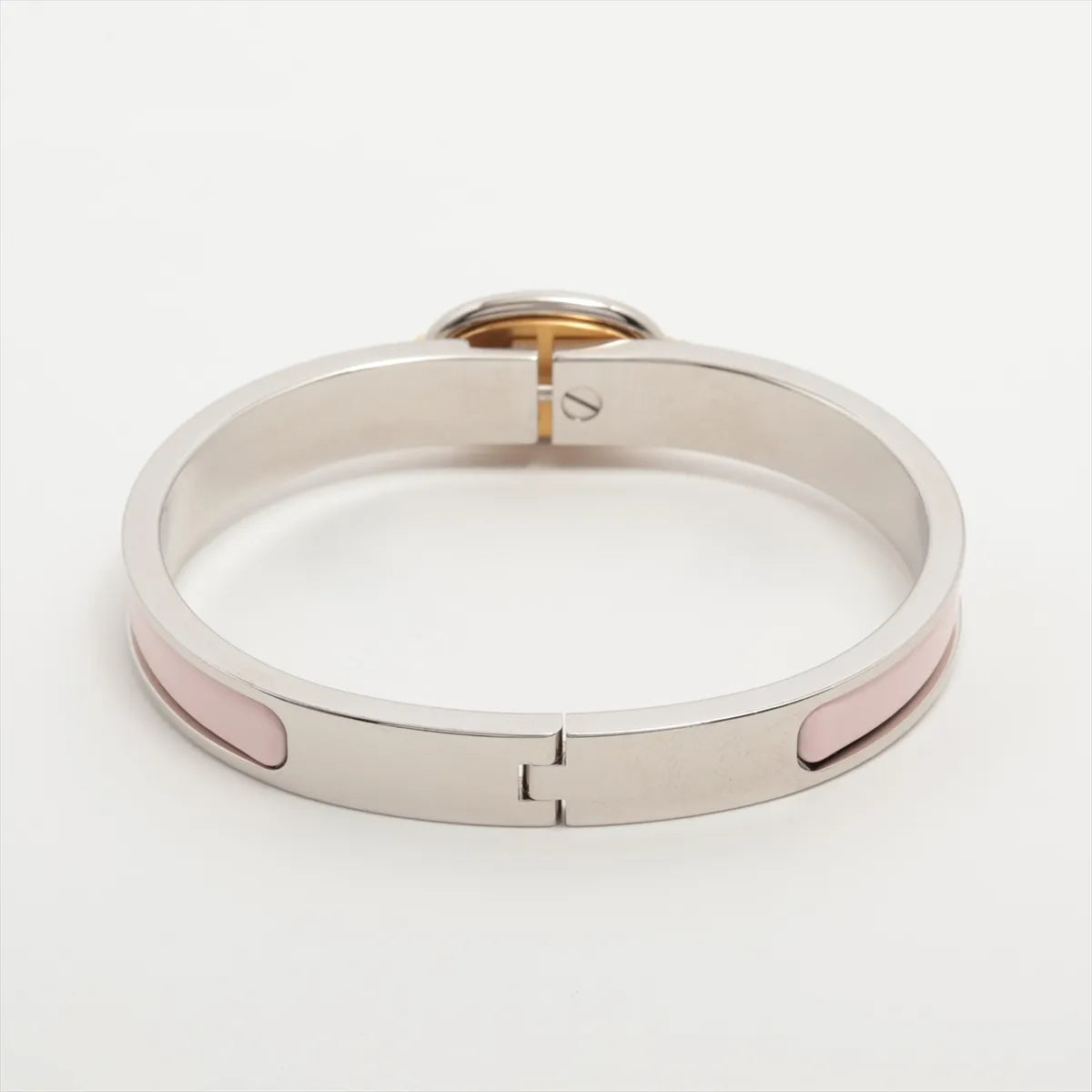 Hermès Mini Clic Chaine D'Ancre Bangle GP Silver×Pink